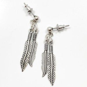 Artisan Sterling Silver Feather Dangle Earrings by Provenance